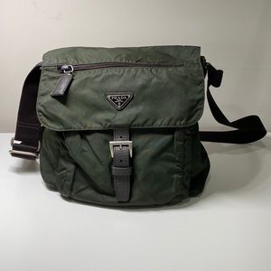 Vintage Prada cross body bag. Camo green and brown.